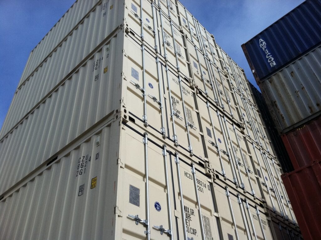 stacked shipping containers