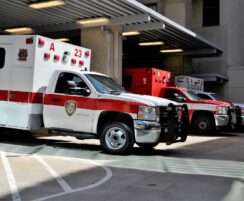 Ambulances leaving hospital